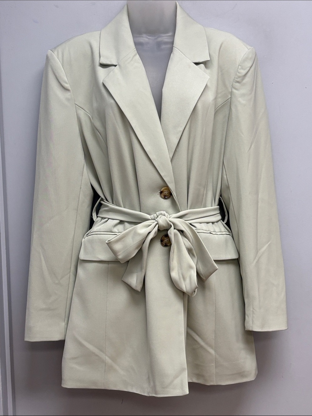 7 For All Mankind Belted Trench Coat Celery Seafoam Green L